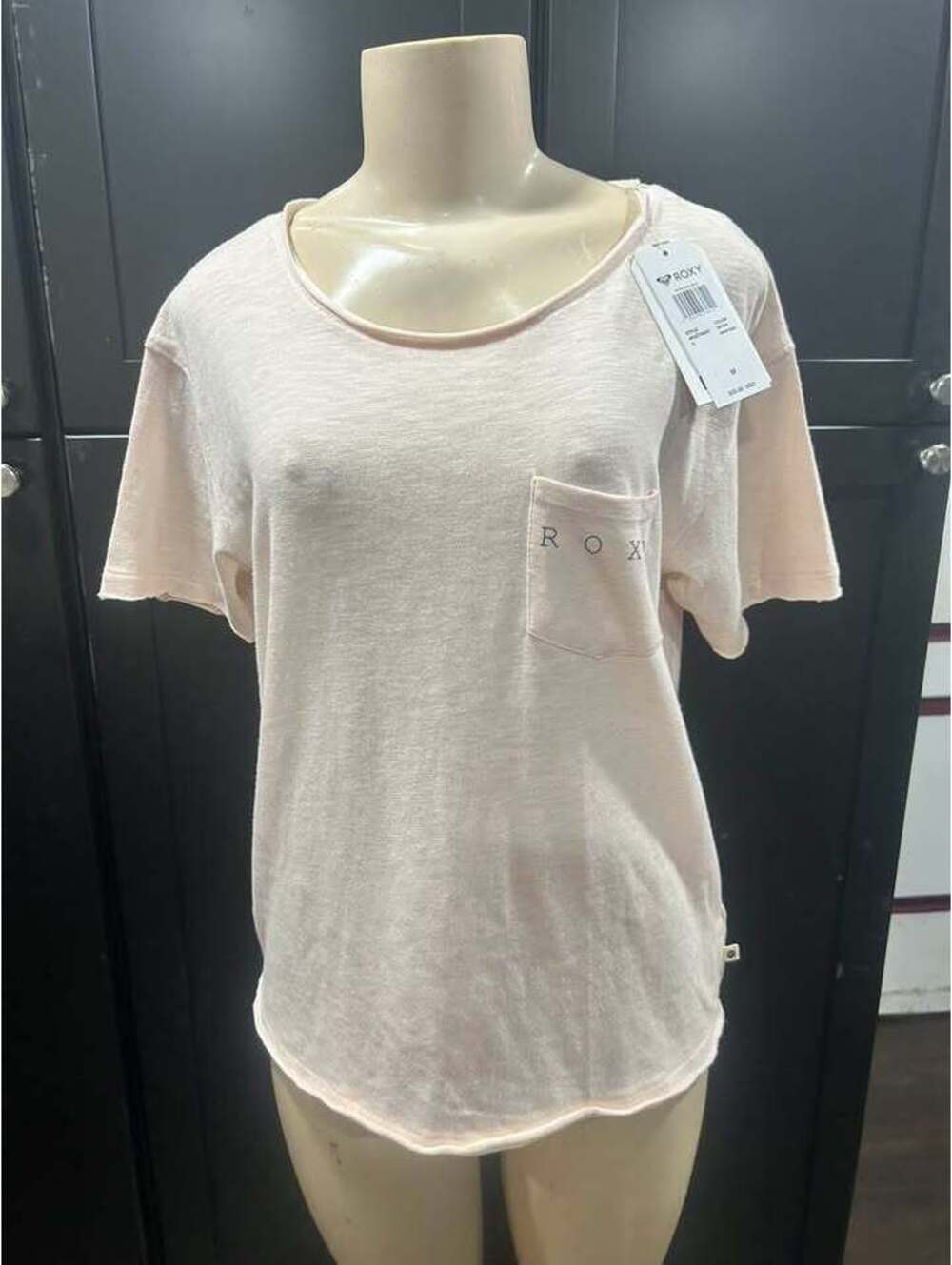 Roxy Surf Club Light Pink T-Shirt with Pocket, Size M